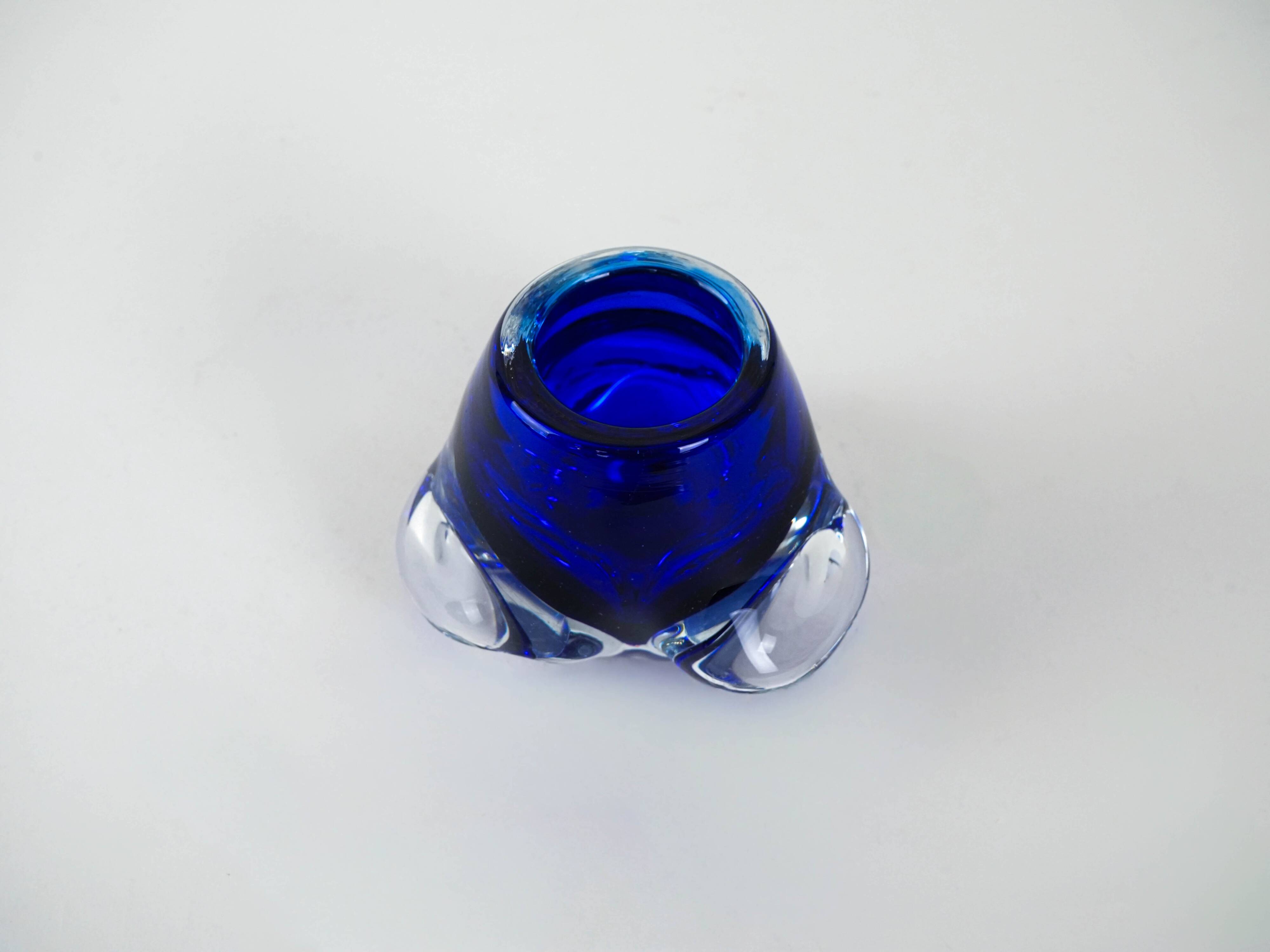 Cobalt glass candlestick, Italian design, 1960s, made in Italy