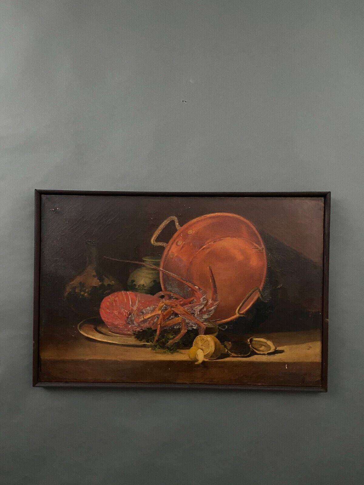 Oil on canvas still life with lobster early 20th century