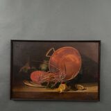 Oil on canvas still life with lobster early 20th century