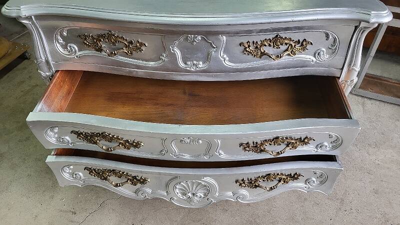 Commode style louis XV argente 3 tiroirs