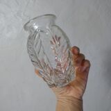 3 vintage molded glass bulbous vases 50s
