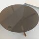 Vintage dining table in smoked glass plexiglass and chrome metal.
