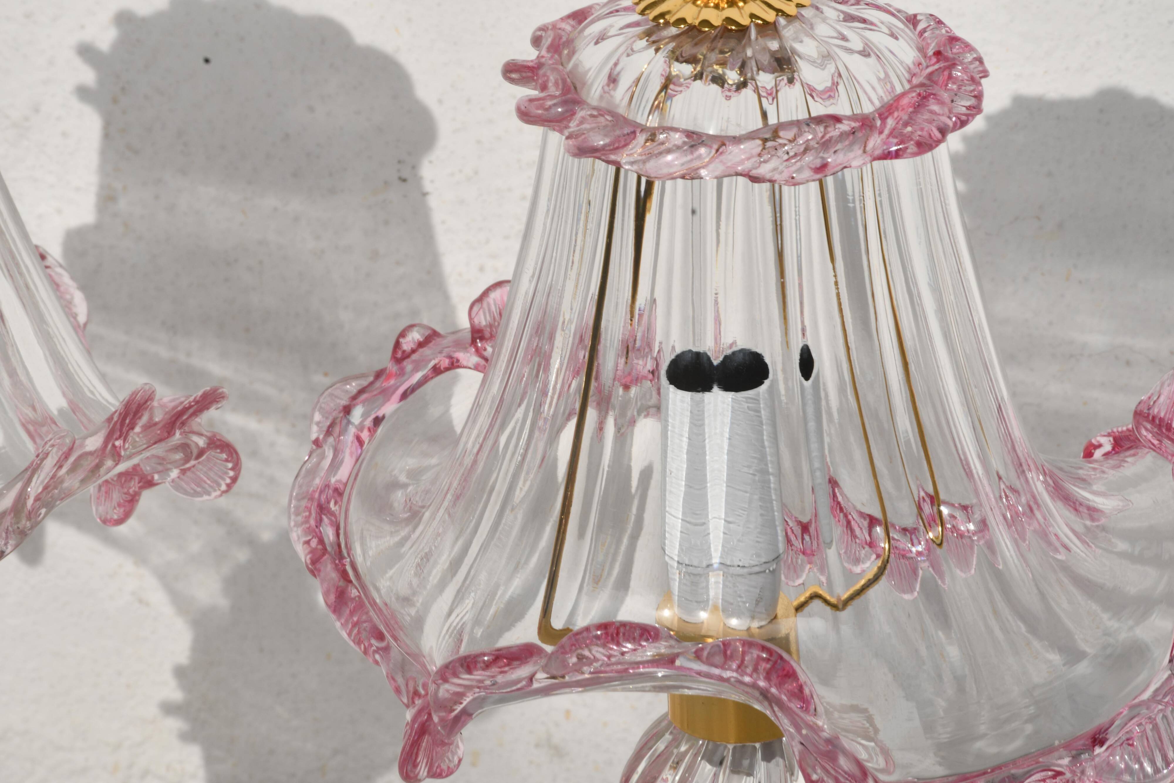 Set of 2 of Pink table lamps in Murano glass