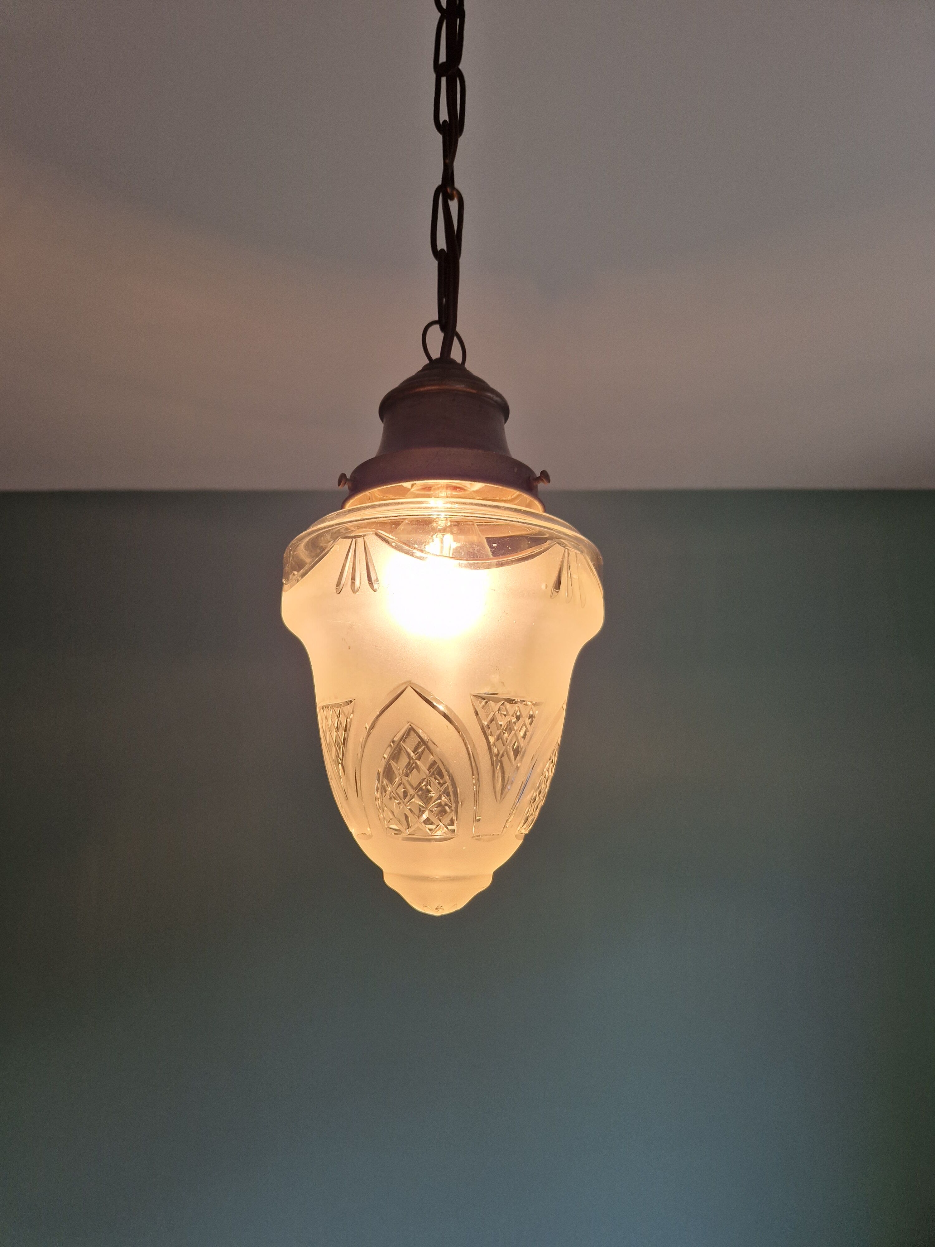 Crystal pendant lamp, Val Saint-Lambert, early twentieth century