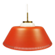 Hanging lamp in red lacquered metal and milky white opal glass 1970s Denmark.