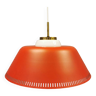 Lampe suspendue en métal laqué rouge et verre opale blanc laiteux années 1970, Danemark.