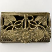 Old brass stamp box, floral decoration - twentieth century