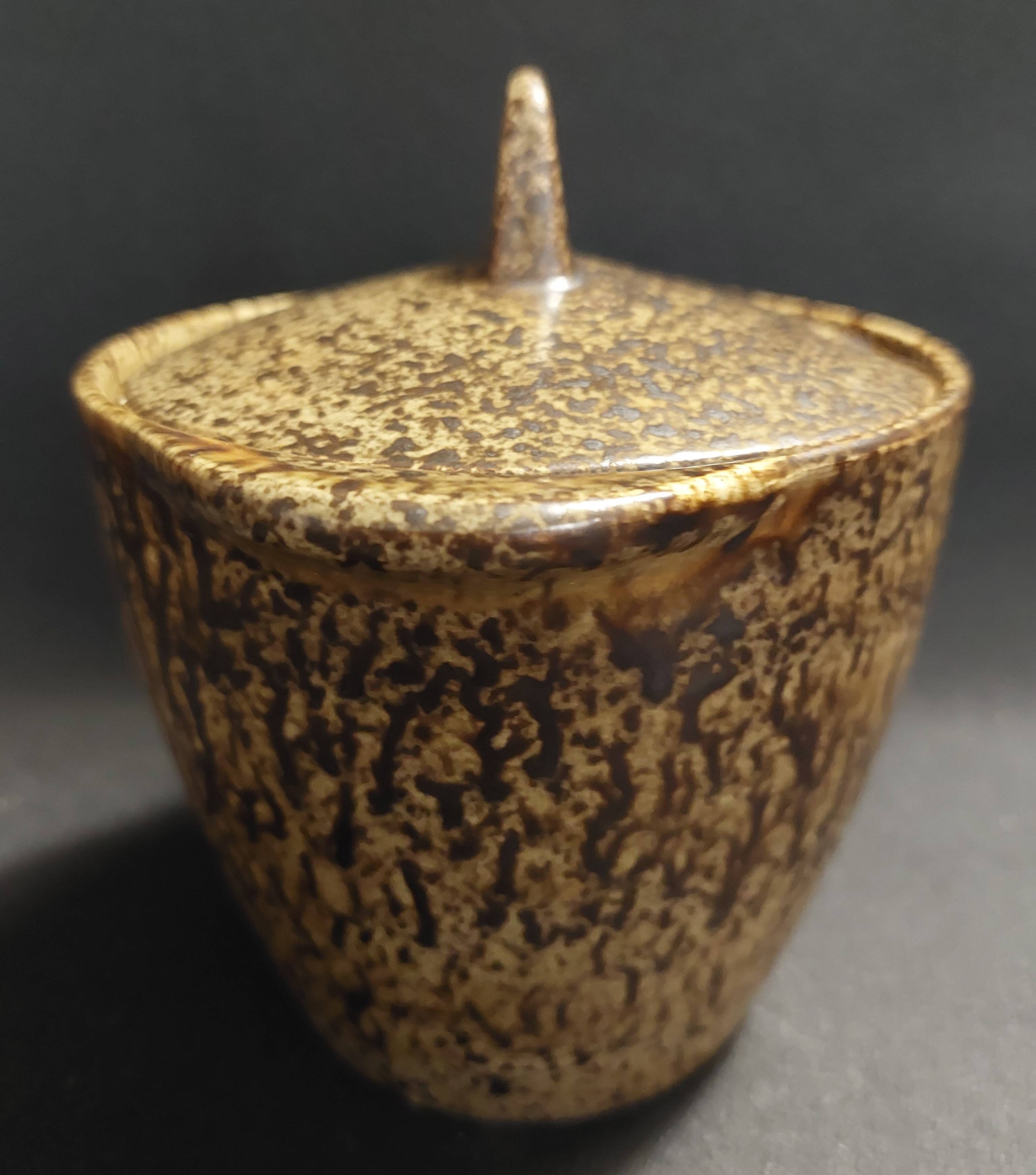 Vintage stoneware mustard pot from the 20th century