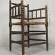 Fauteuil en osier et en bois tourné, années 1930 - 1950