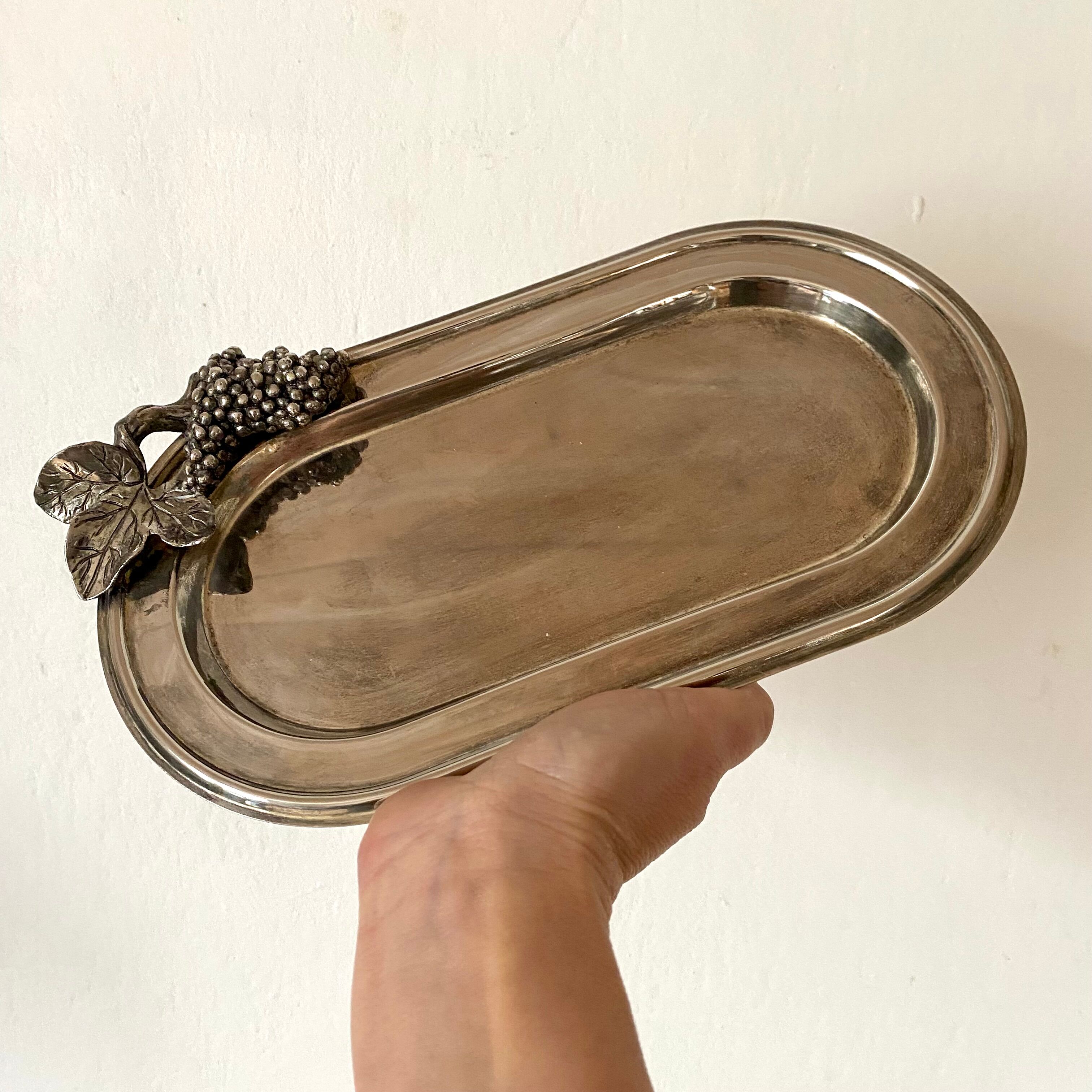 Serving dish foie gras silver metal
