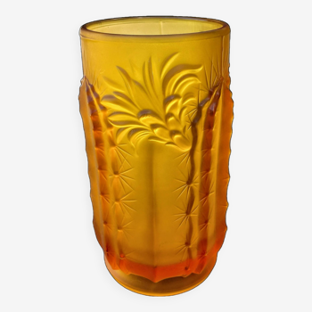 Vase Art Déco en verre ambré
