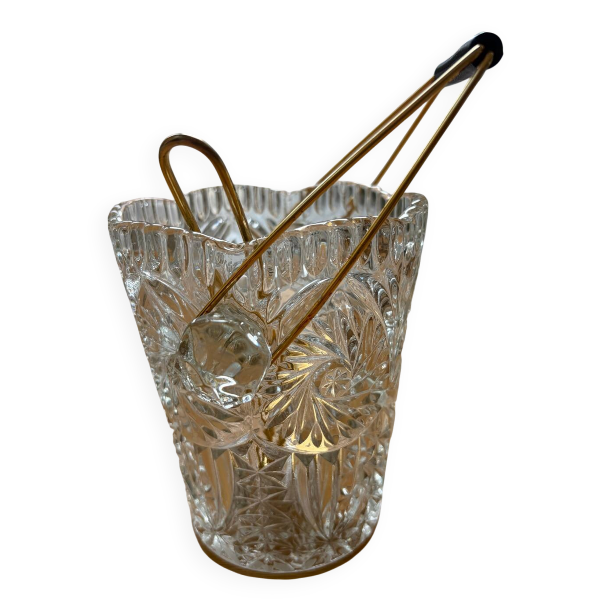 Vintage glass ice bucket and spoon