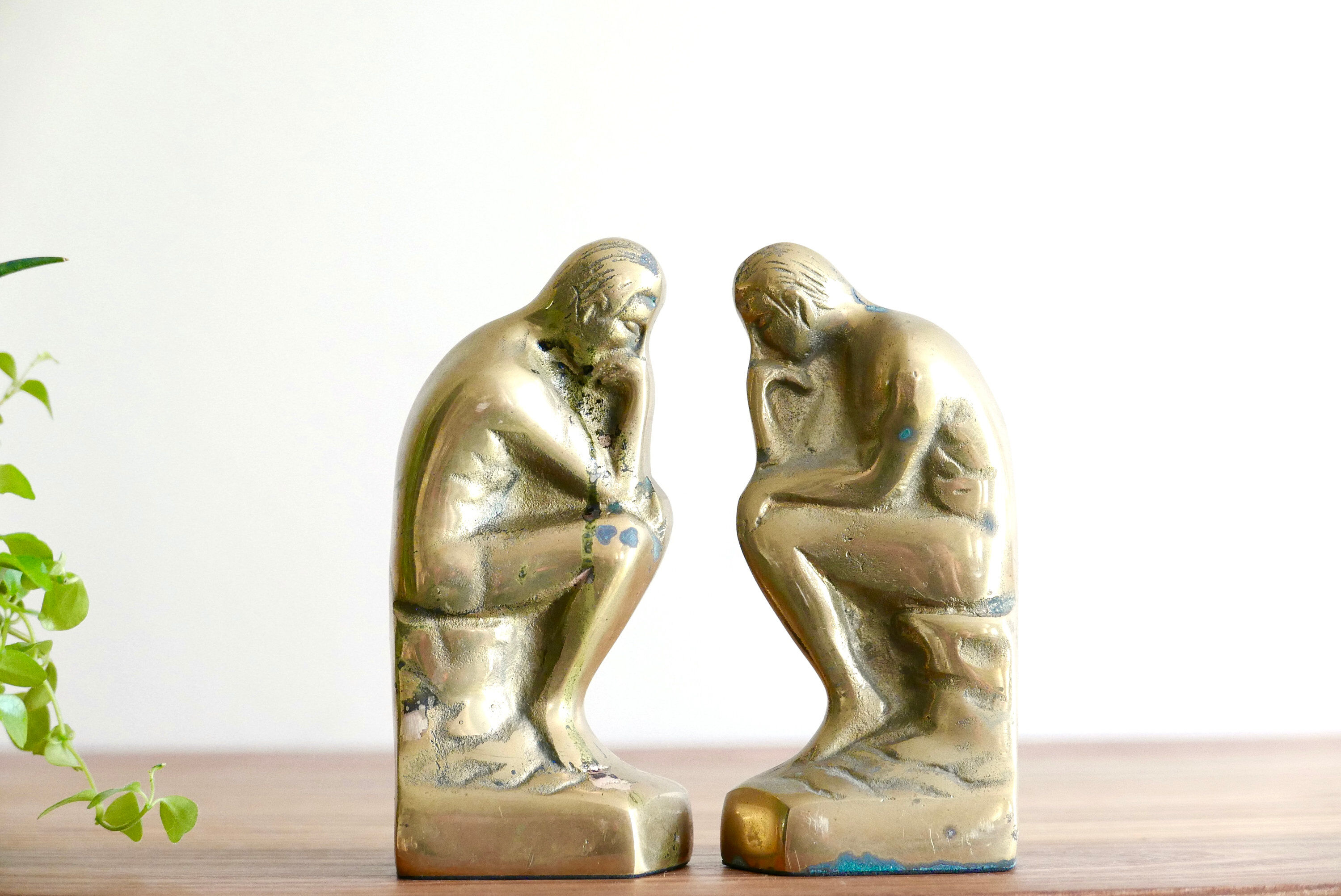 The thinker by Rodin brass bookends 60 years