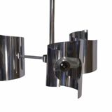 Vintage chrome steel pendant light, 1970s design