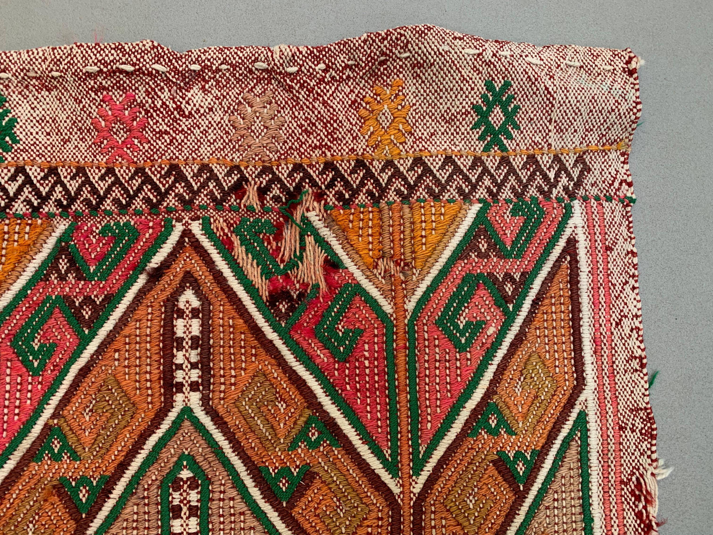 Vintage Turkish Mini Kilim 90x49 cm Wool Small Kelim Runner, shabby Chic