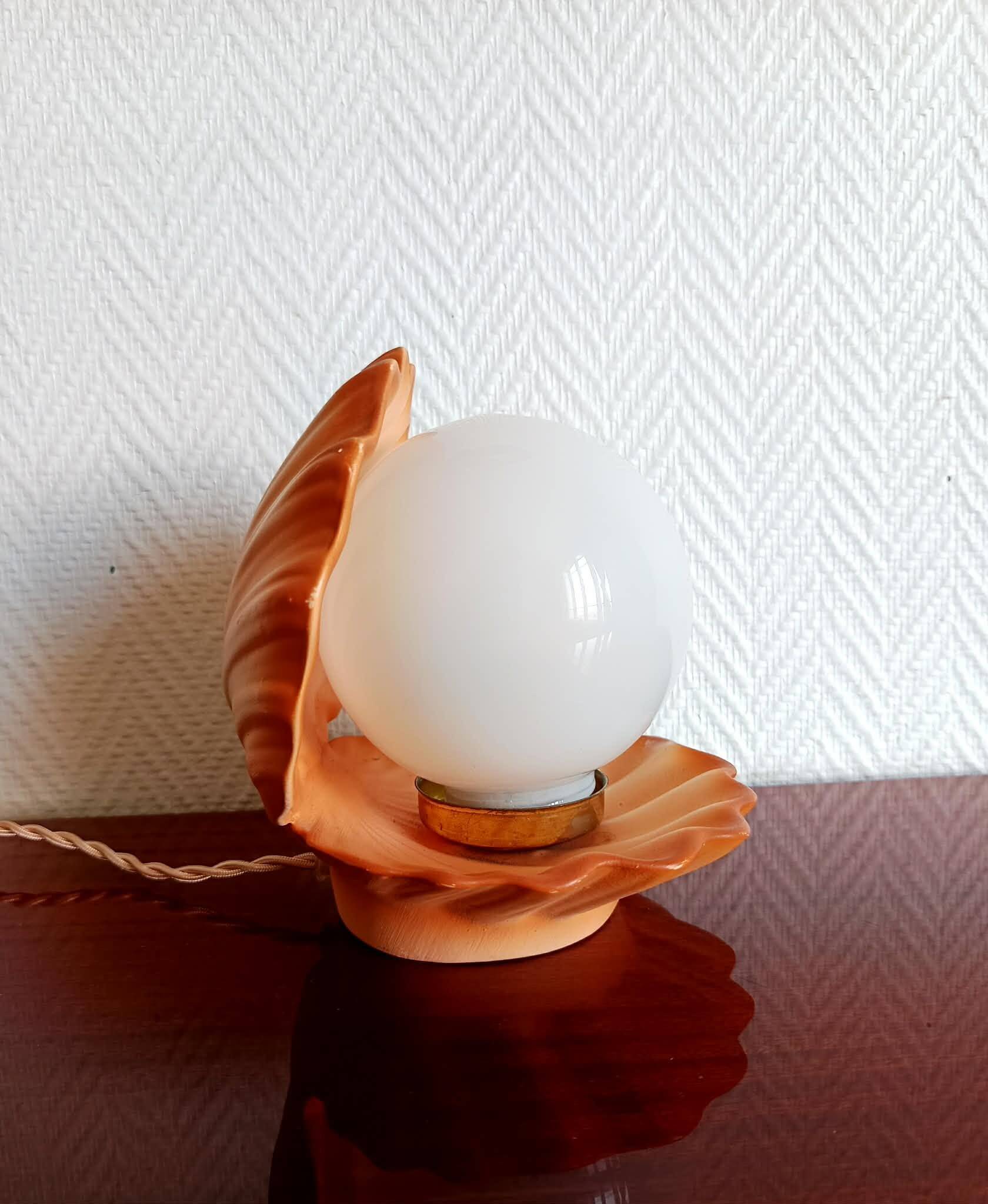 Vintage 1980s shell lamp