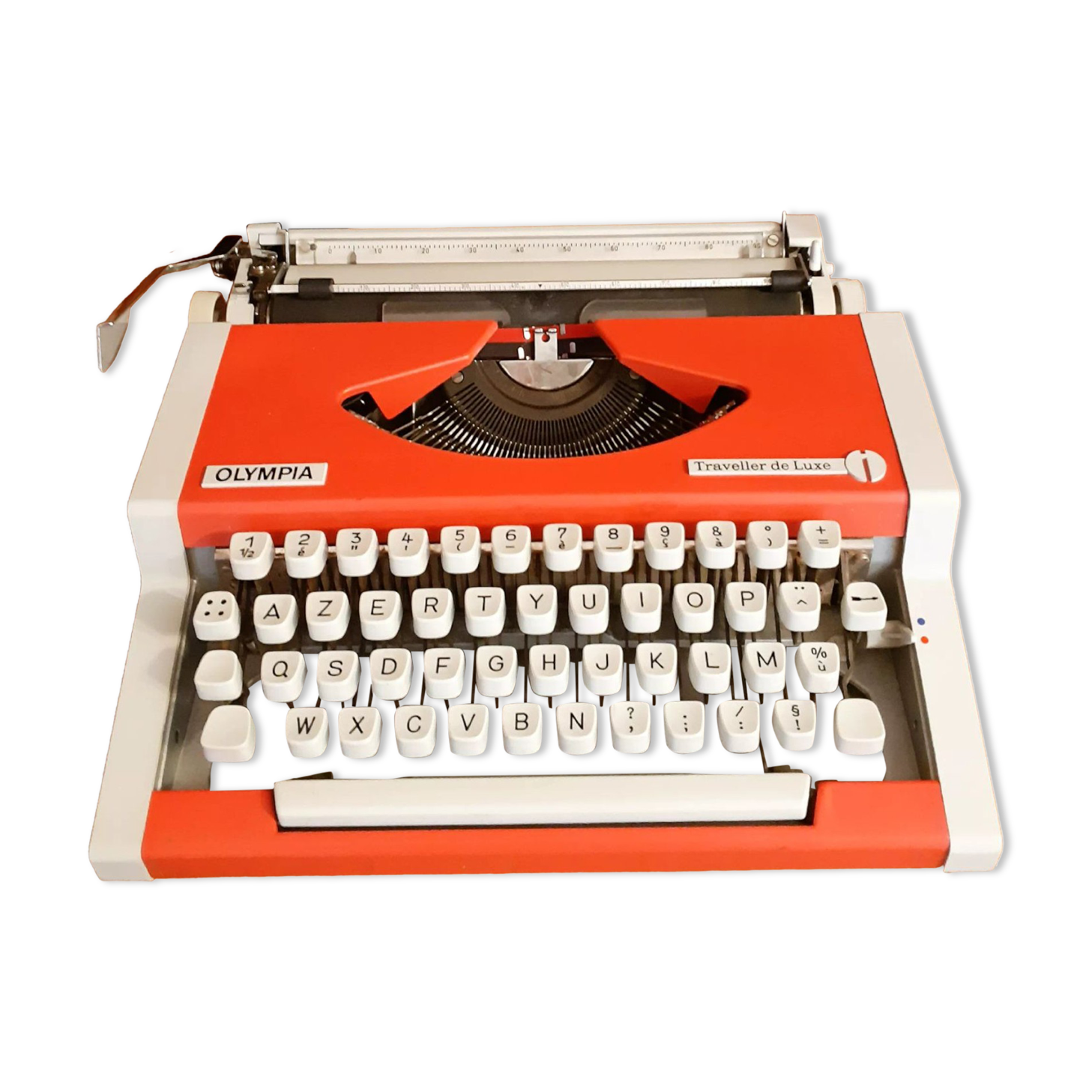 Portable typewriter " Olympia traveller de luxe " , red , in working order