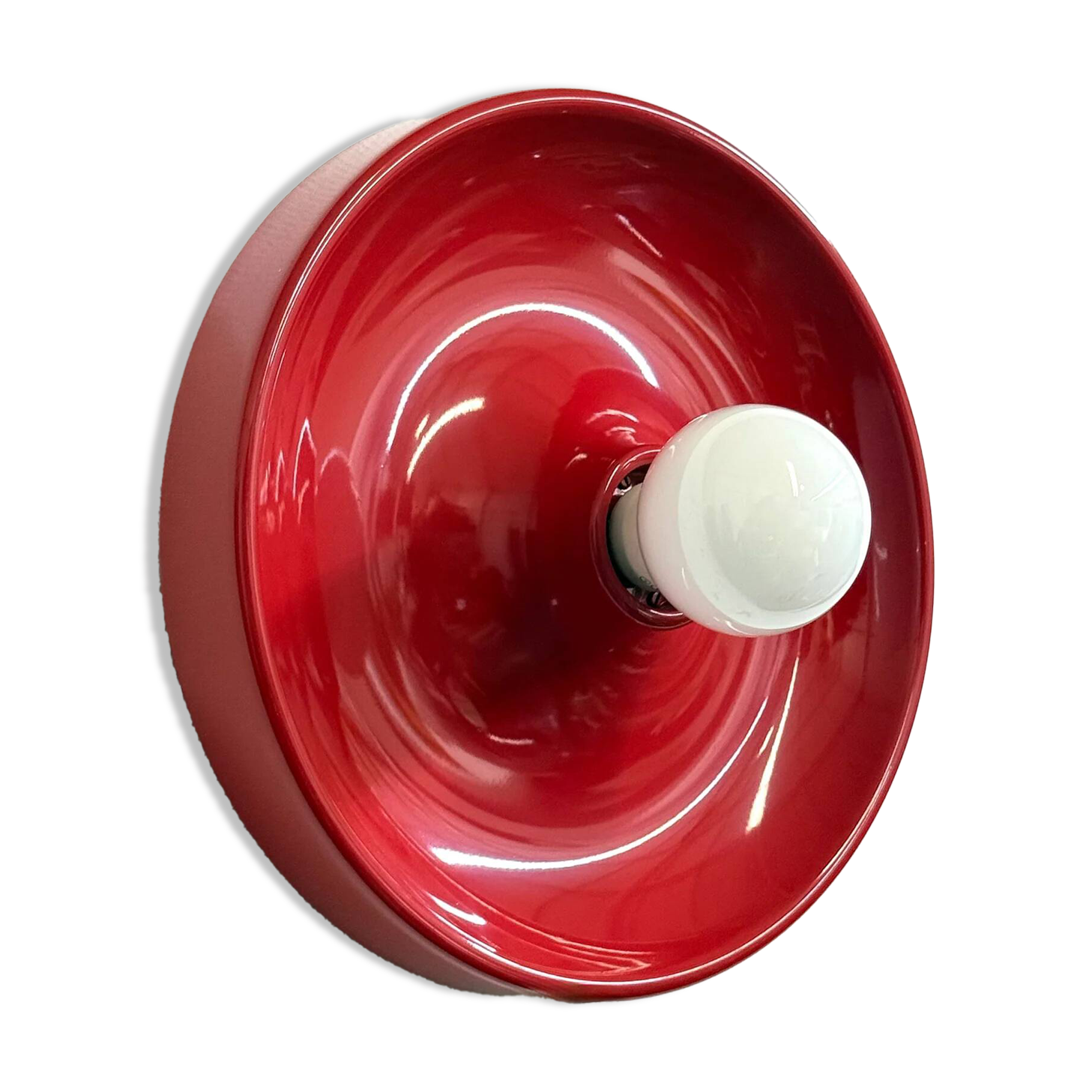 Red space age disc lamp by Enrico Tronconi