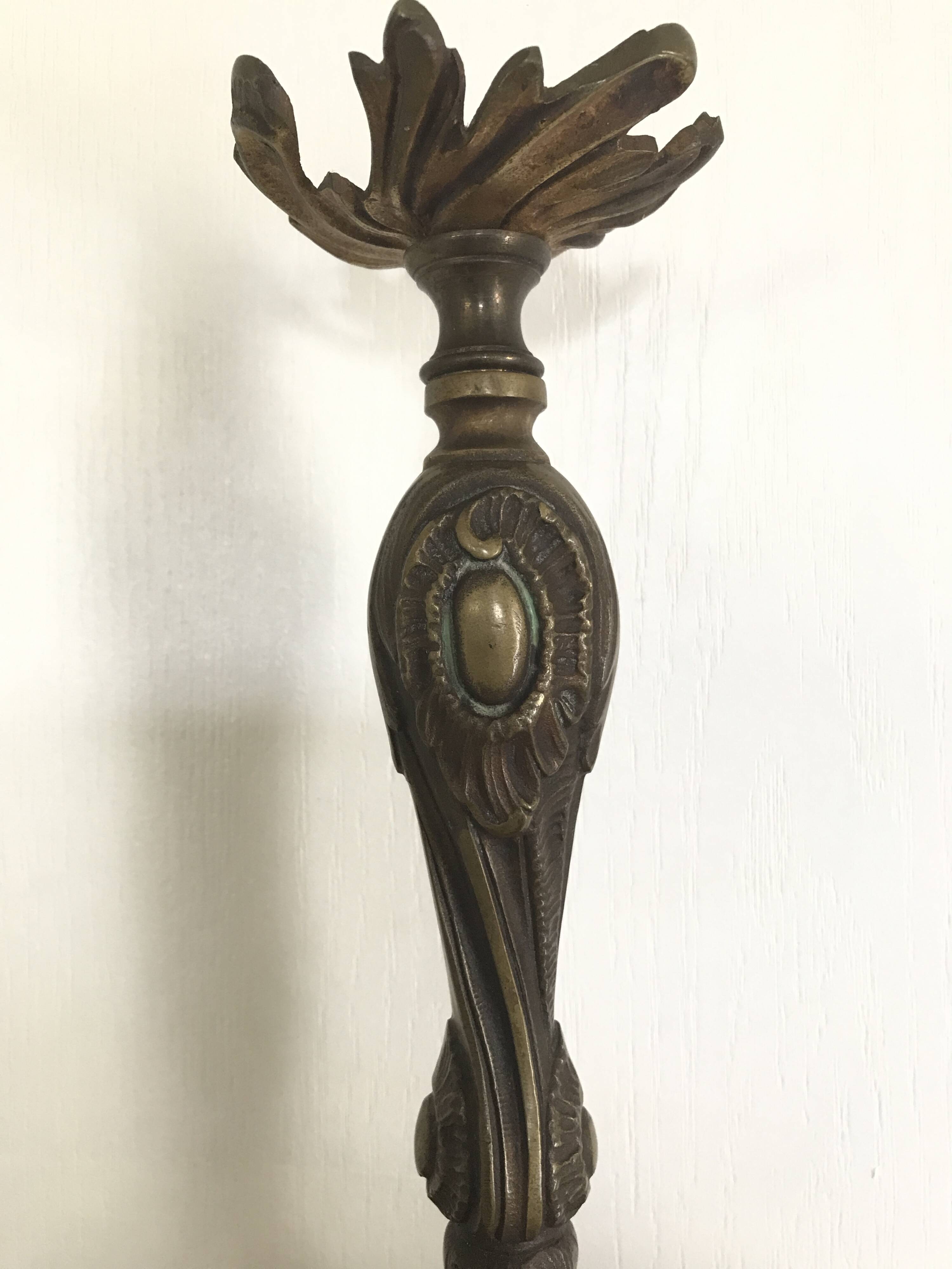 Old gilded bronze lamp base with Louis XV style rocaille decoration