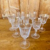 Set of 8 small glasses on foot in transparent glass