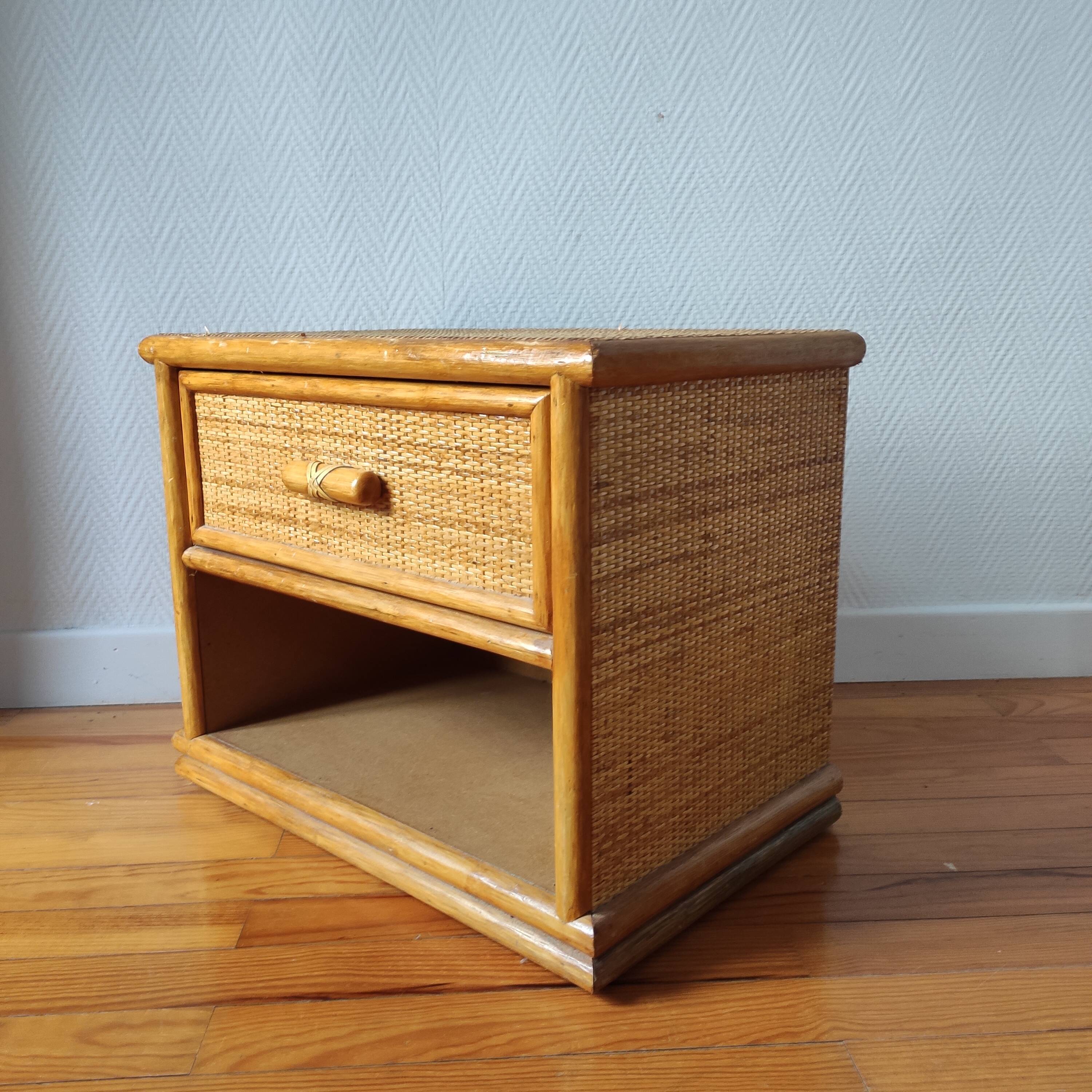 Rattan bedside table