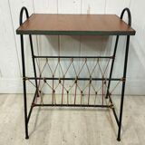 Side table metal black scoubidou and wood