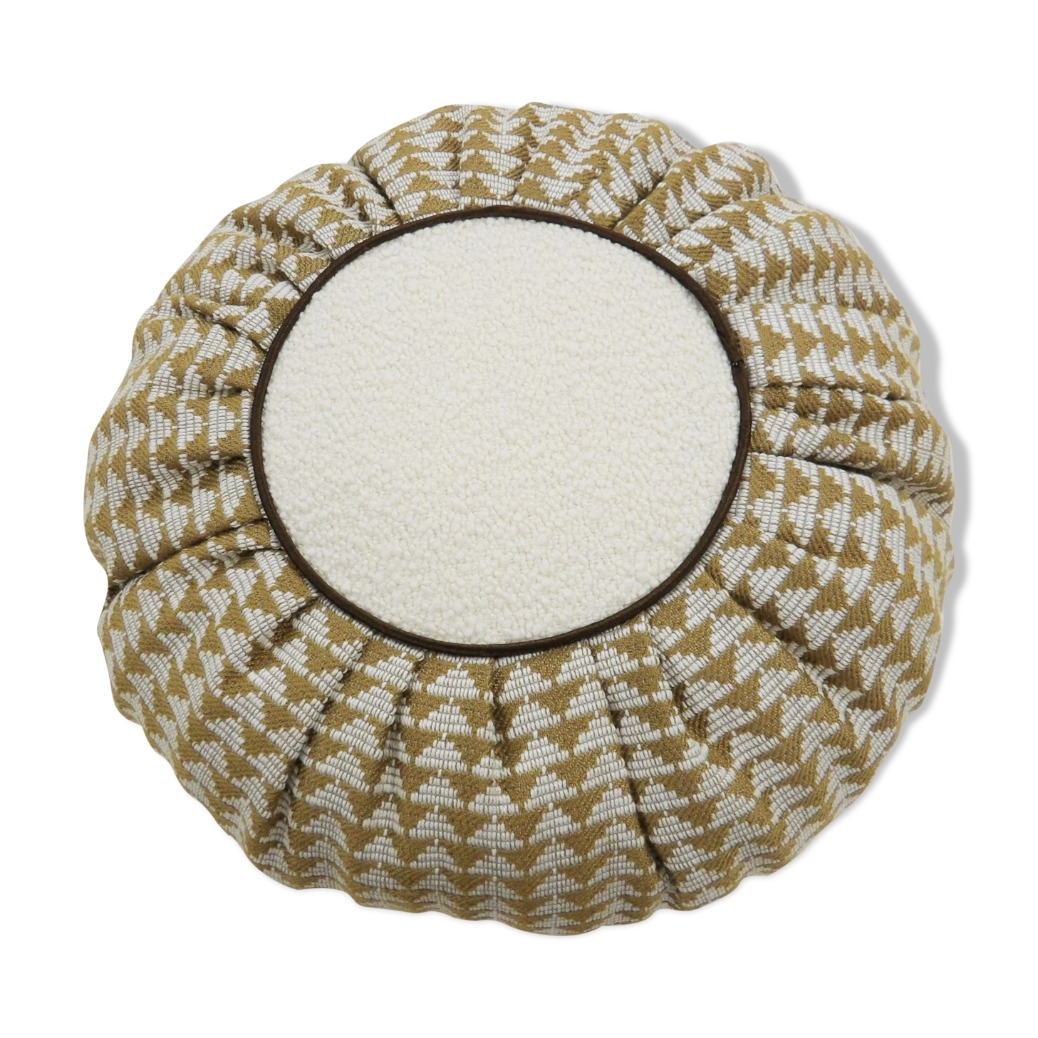 Ocre ruffled cushion