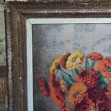 Aquarelle ancienne nature aux fleurs
