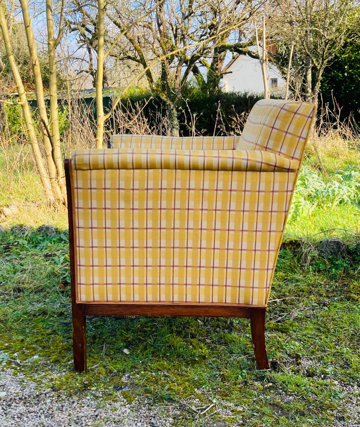 Art Deco club armchair in solid wood, early 20th century