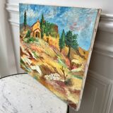 Oil on canvas painting ancient landscape