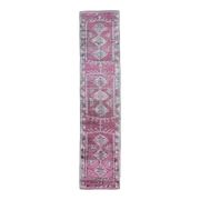 1970s Turkish handmade wool purple runner rug 76x340