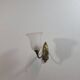 Vintage art deco wall light in opaline and brass