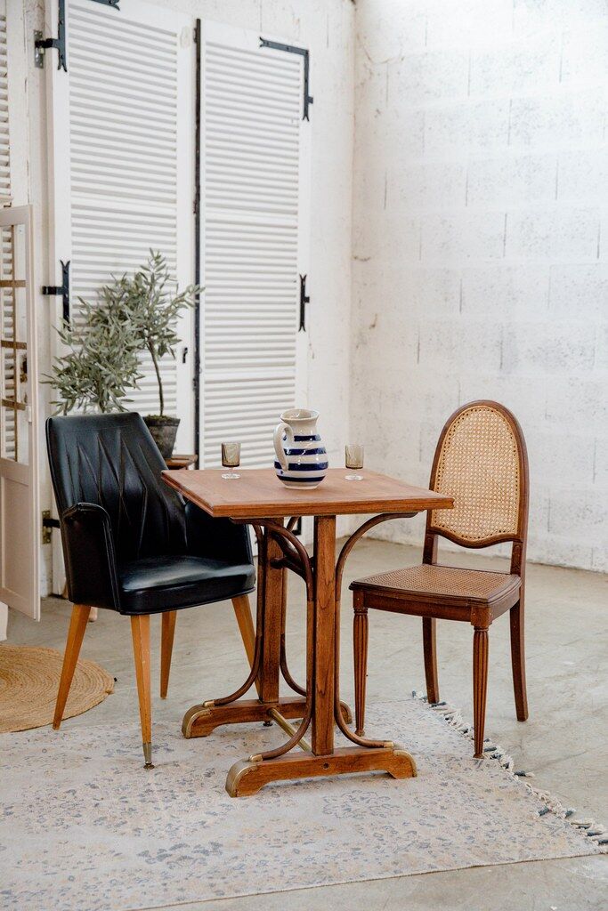 Curved wood bistro table