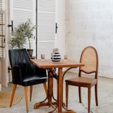 Curved wood bistro table