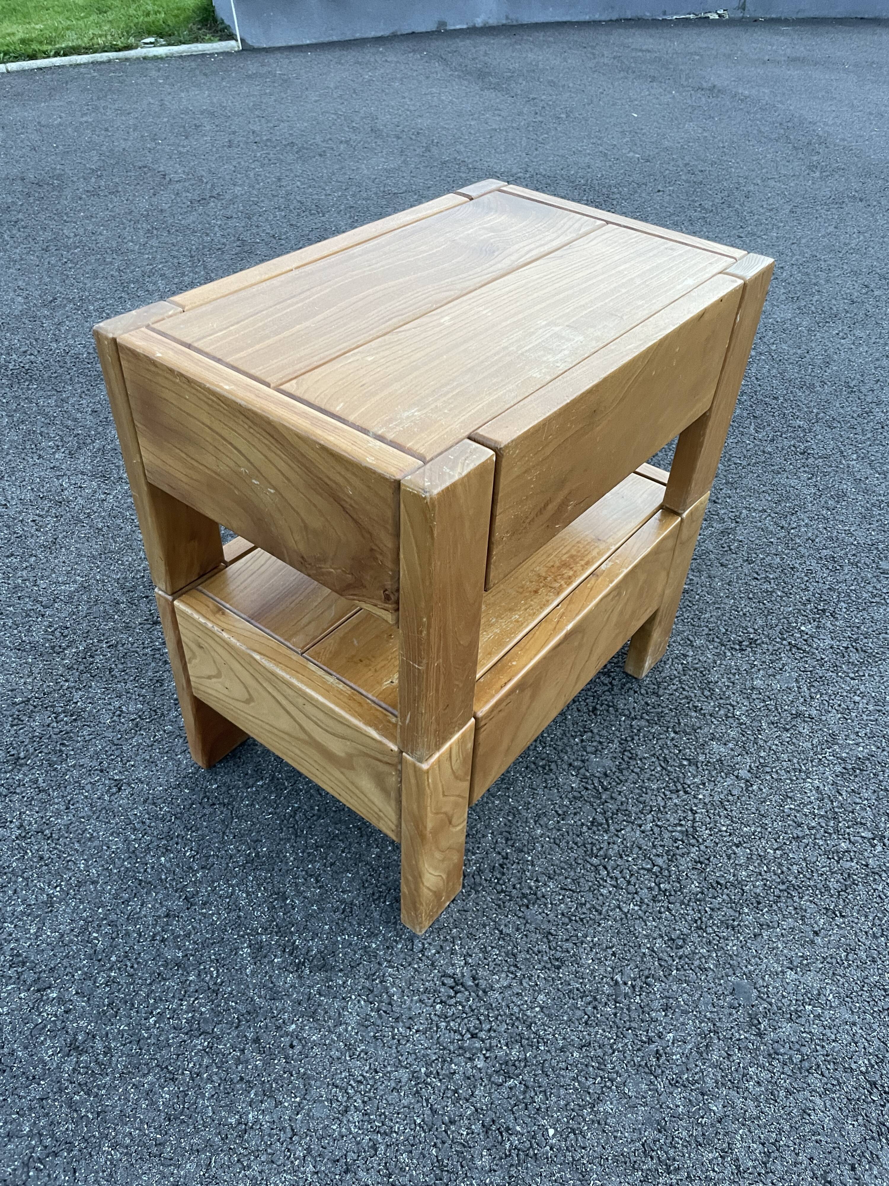 Pair of bedside tables vintage solid elm home revived bedside table