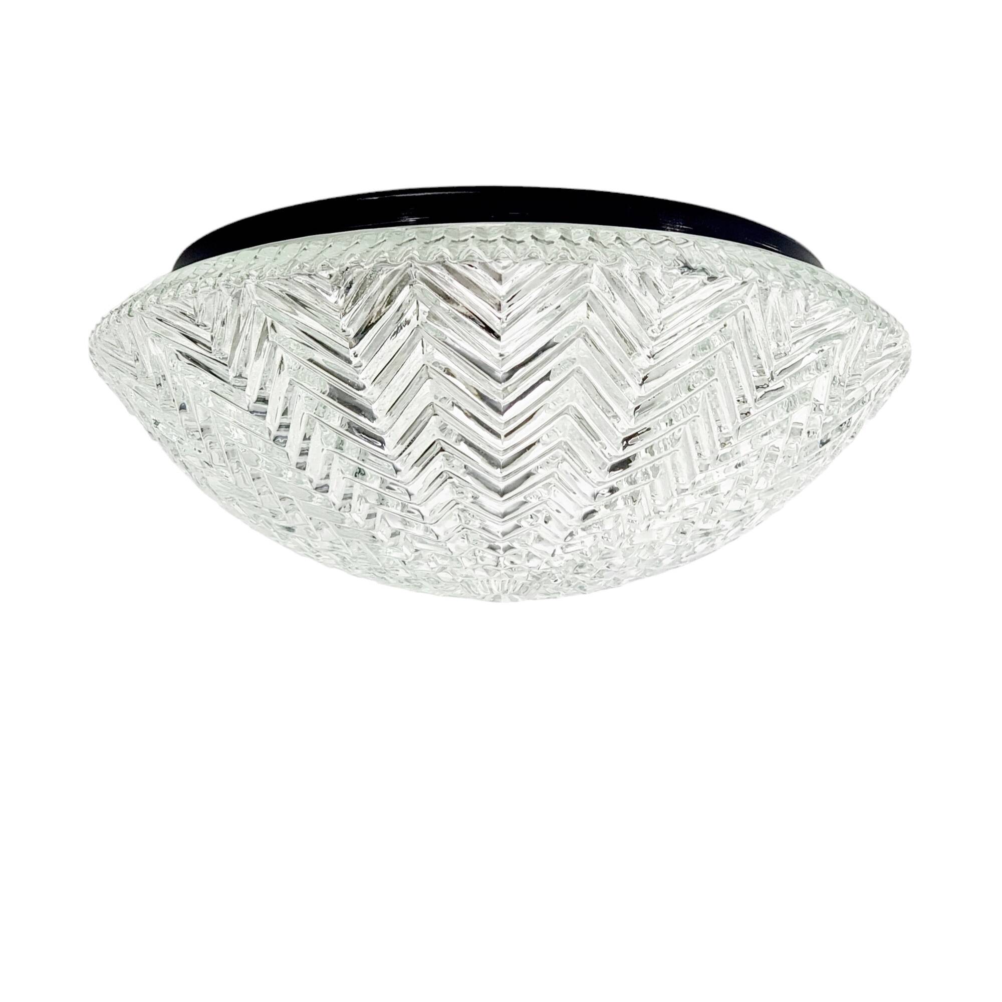 Pair of Geometric Glass Ceiling Lights from Limburg, Germany, 1970s