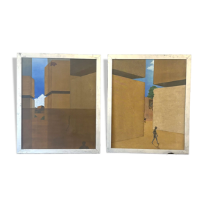 Paire de tableaux modernistes