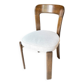 Beech chair with ecru boucle cotton "Rey" by Bruno Rey