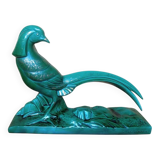 Pheasant statue sculpture glazed ceramic Ch.Lemanceau Art Deco