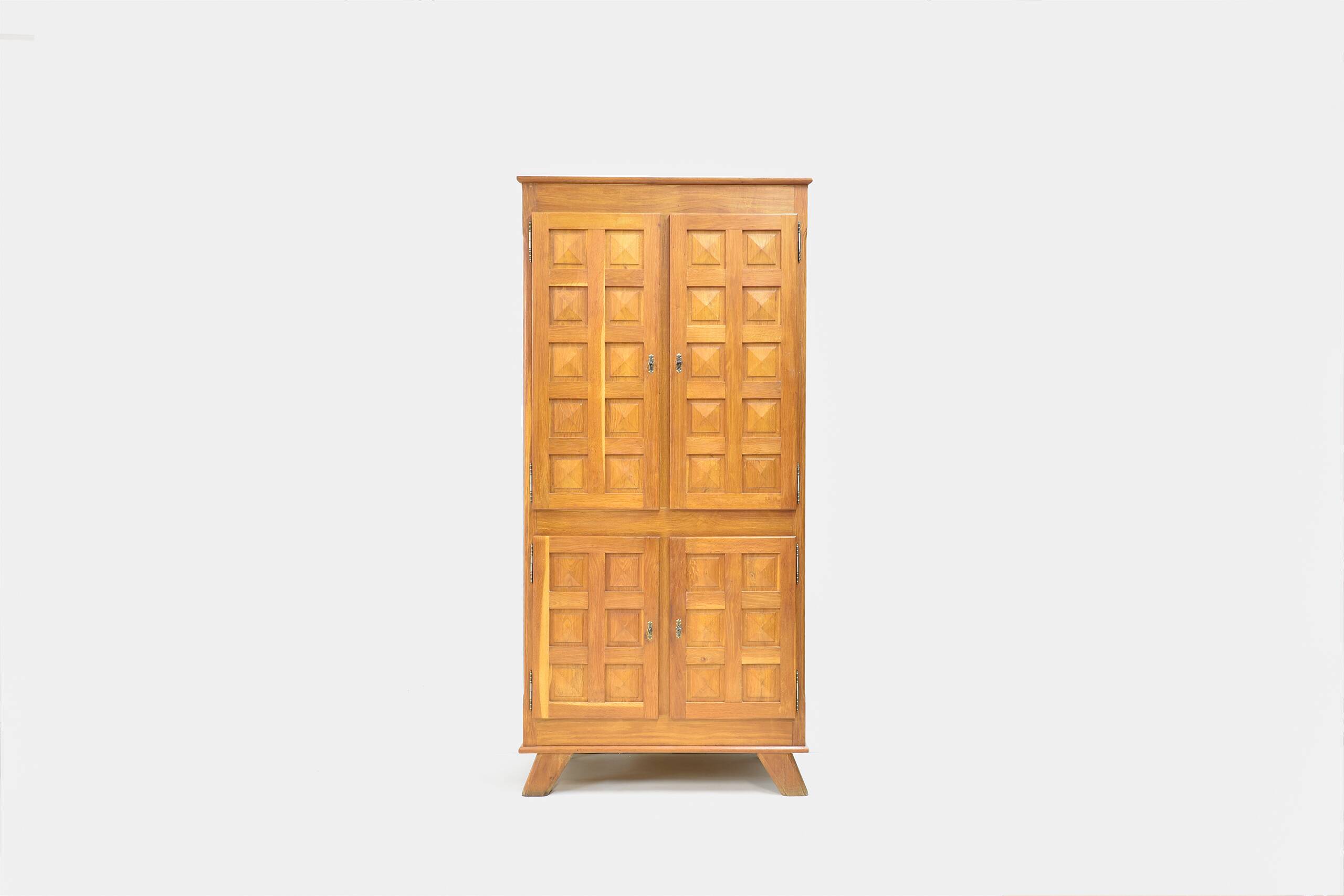 Vintage brutalist wardrobe in solid oak