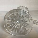 Pineapple candlestick with six glass moulded pendants.