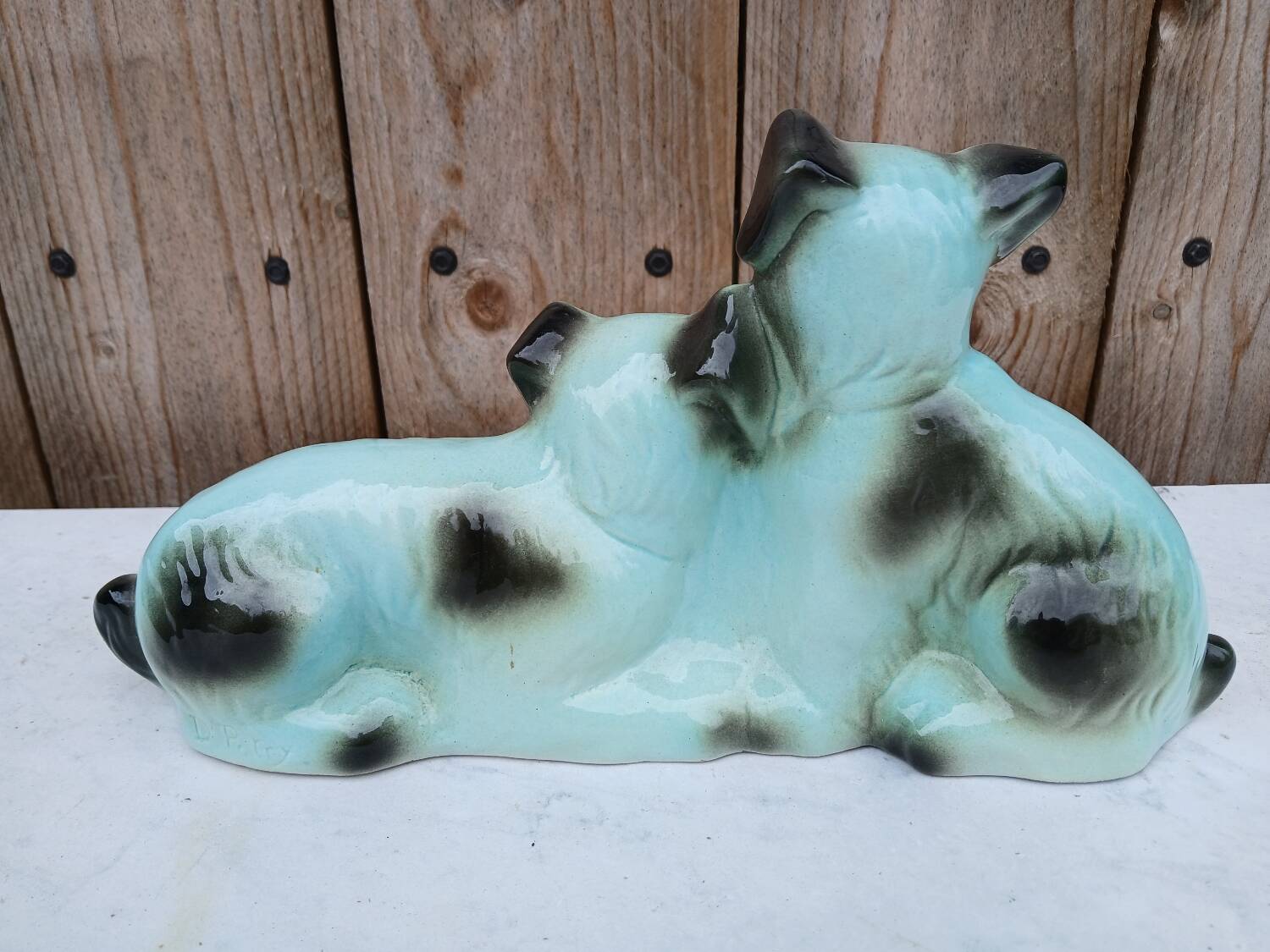 Art Deco ceramic animal statue - dogs