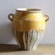 Large Antique French Confit Pot with Yellow Glaze