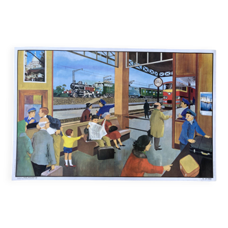 Educational poster La Gare & La Ferme