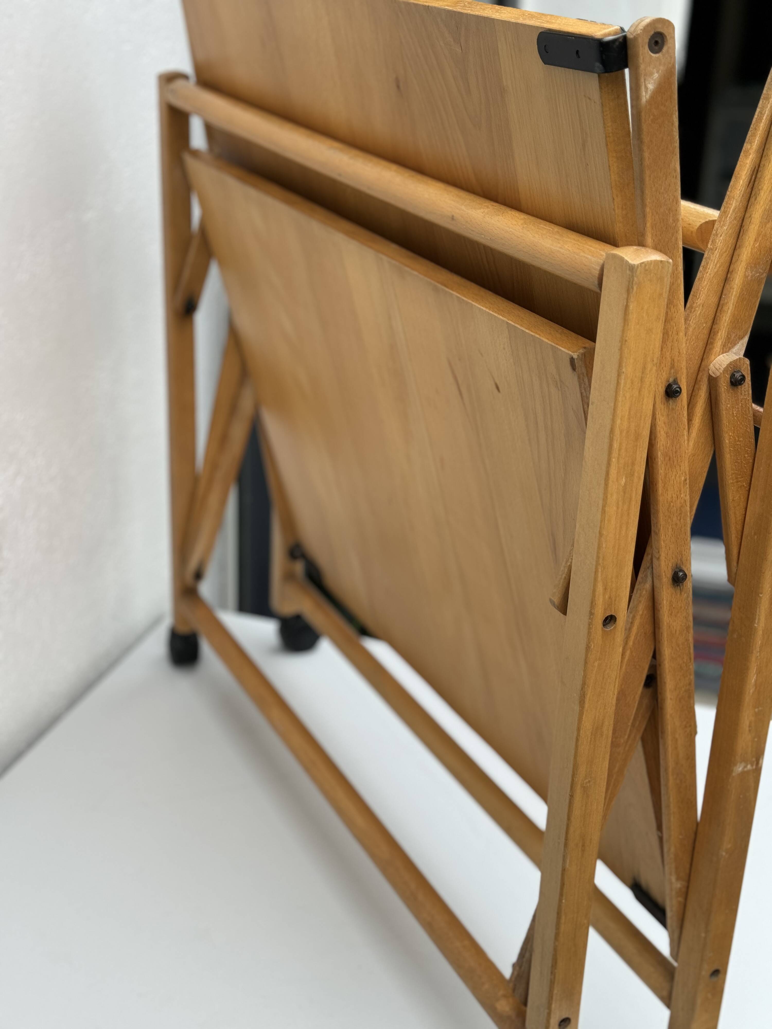 Vintage Foldable Pine Wood Serving Cart
