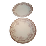 Vintage iron earthenware soup plate set