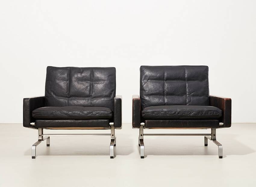 Poul Kjaerholm Early Pair of PK31 Chairs for E. Kold Christensen 1958