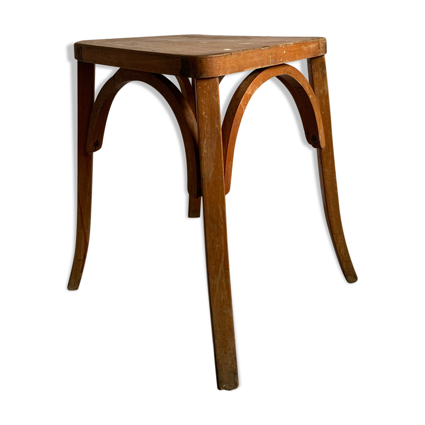 Vintage curved wooden stool