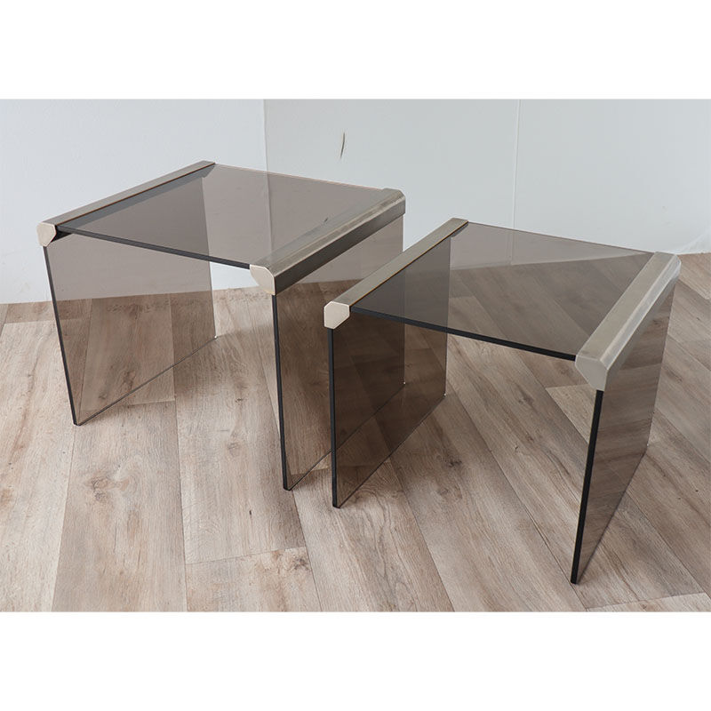 Set of 2 glass trundle tables by Gallotti and Radice 1970