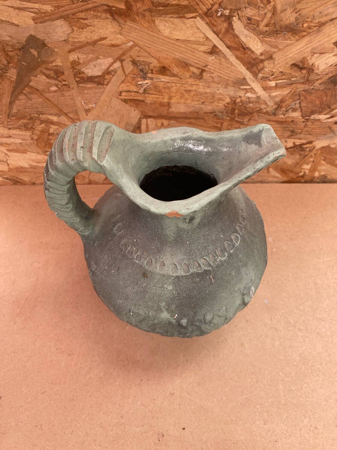 Antique marcelo jornet pitcher green terracotta vintage